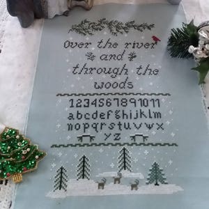 PDF, Over the River and through the Woods, Poem by Lydia Maria Child in 1844, Sampler pattern, Cross Stitch, Christmas, PDF, Deer and Snow image 4