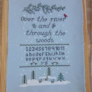 PDF, Over the River and through the Woods, Poem by Lydia Maria Child in 1844, Sampler pattern, Cross Stitch, Christmas, PDF, Deer and Snow image 8