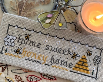 PDF, Bees, Home sweet honey home cross stitch pattern, Bees cross stitch, Bees, Home sweet honey home, Bees pattern, Honey Bee, Bees