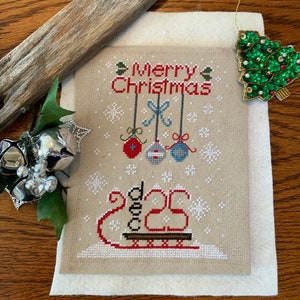 PDF,  December 25 cross stitch, Merry Christmas, Sleigh, Snow, Dec 25, Cross Stitch Pattern, Holiday pattern