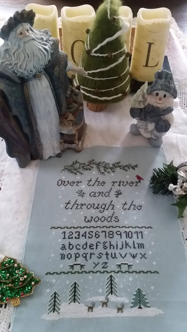 PDF, Over the River and through the Woods, Poem by Lydia Maria Child in 1844, Sampler pattern, Cross Stitch, Christmas, PDF, Deer and Snow image 4