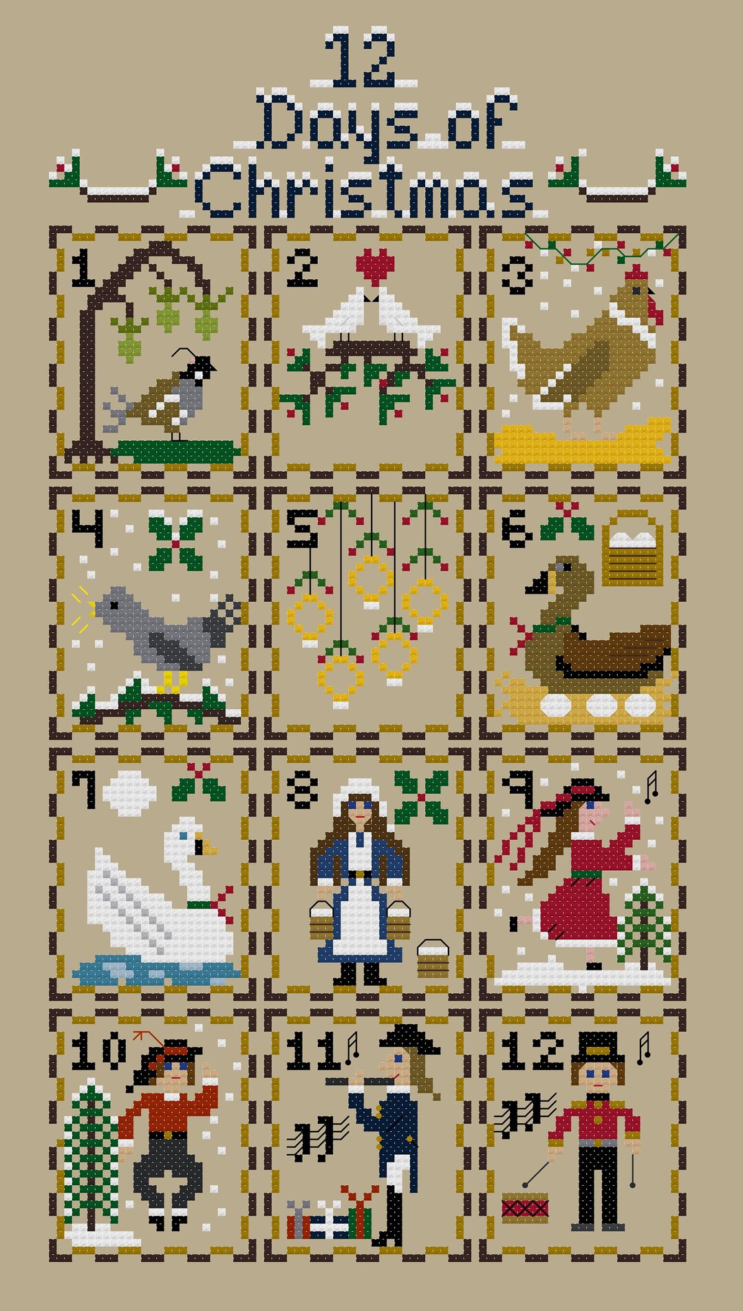 12 Days of Christmas Cross Stitch Pattern (PDF) - Etsy