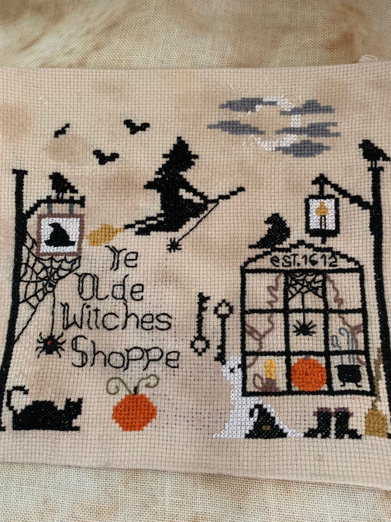PATTERN Halloween Cross Stitch Pattern Primitive Cross Etsy