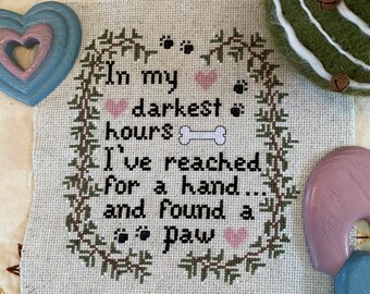 Dog Cross Stitch Pattern: Inspirational Paw Quote (PDF)