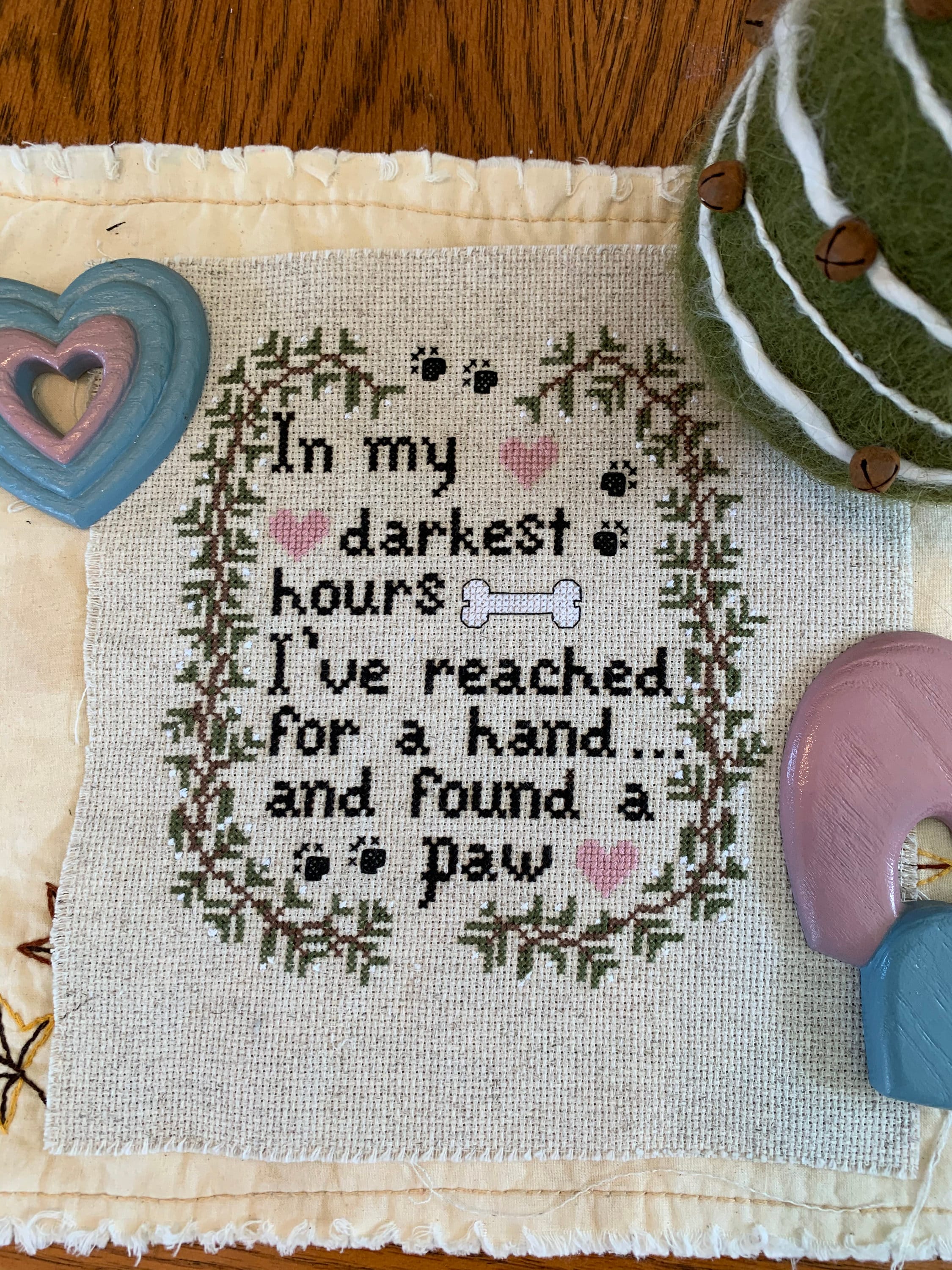 Dog Cross Stitch Pattern: Inspirational Paw Quote (PDF)