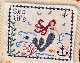 PDF, Mermaid, Sea LIfe, Mermaid, Fish, Sea shells, Starfish, Cross stitch pattern, PDF