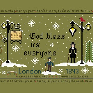 PDF,Dickens God bless us everyone,A Christmas Carol, Dickens, PDF, Cross stitch pattern, Charles Dickens, Scrooge, Marley, Tiny Tim image 7