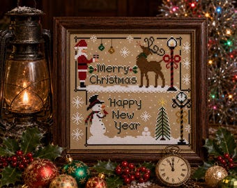 PDF, Merry Christmas Happy New Yeat Santa, Rudolph, Snowman,