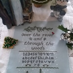 PDF, Over the River and through the Woods, Poem by Lydia Maria Child in 1844, Sampler pattern, Cross Stitch, Christmas, PDF, Deer and Snow image 3