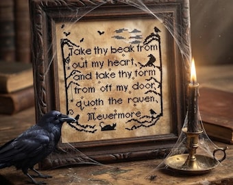 Edgar Allan Poe 'The Raven' Cross Stitch Pattern, Nevermore (PDF Pattern)