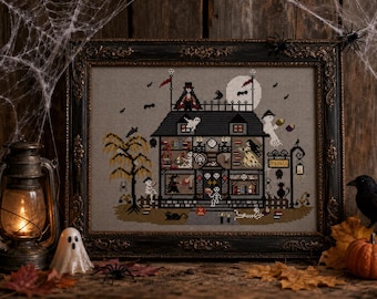 PDF,Dracula Haunted Library Cross Stitch Pattern