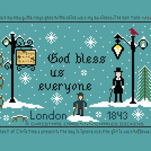 PDF,Dickens God bless us everyone,A Christmas Carol, Dickens, PDF, Cross stitch pattern, Charles Dickens, Scrooge, Marley, Tiny Tim image 8