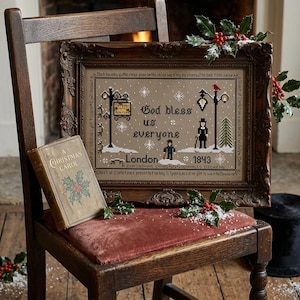 Dickens Christmas Carol Cross Stitch Pattern, Scrooge, Tiny Tim (PDF)