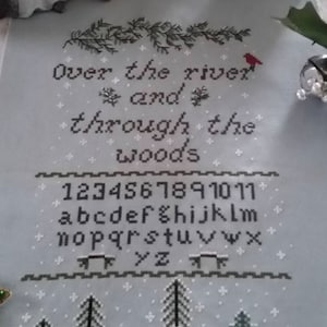 PDF, Over the River and through the Woods, Poem by Lydia Maria Child in 1844, Sampler pattern, Cross Stitch, Christmas, PDF, Deer and Snow image 9