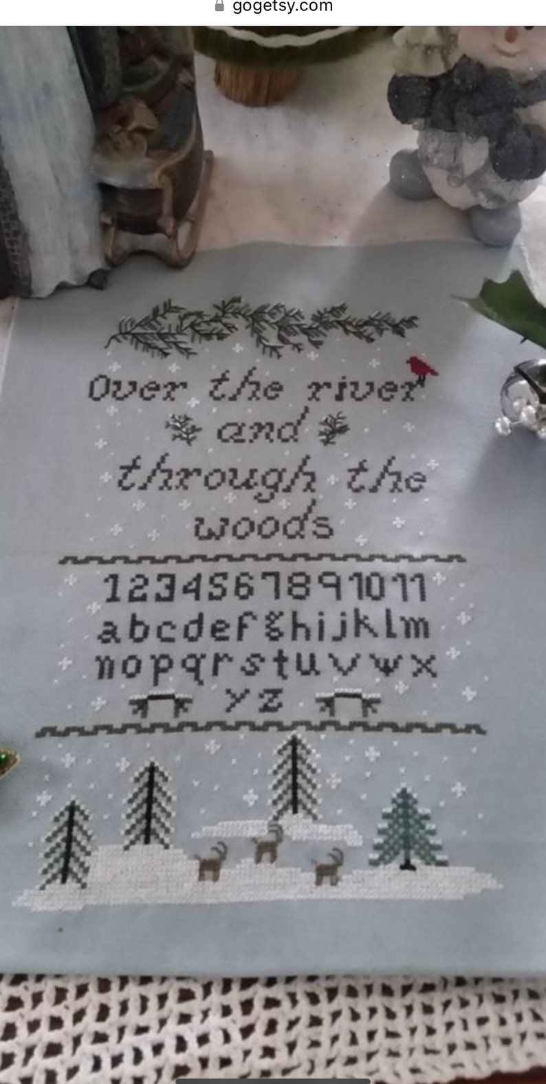 PDF, Over the River and through the Woods, Poem by Lydia Maria Child in 1844, Sampler pattern, Cross Stitch, Christmas, PDF, Deer and Snow image 9