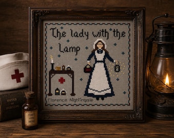 PDF, Florence Nightingale, 2 Versions, Quorte, Nurses, Cross stitch, The Lady with the Lamp, PDF, Nursing, Literature, Women in history