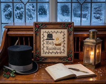 Bah Humbug Cross Stitch Pattern: Dickens Christmas Carol (PDF)