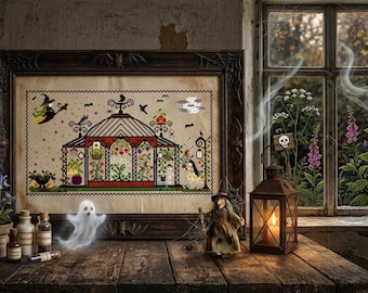 Halloween Greenhouse Cross Stitch Pattern, Poison Plants (PDF)