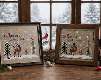 PDF, Do you see what I see, Christmas Cross Stitch Pattern: Deer, Rabbit, Snow