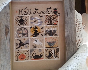 PDF, Halloween Chart, Witch, Bats, Ghost, Spiders, Halloween Scary Chart, Black cats, Pumpkins, Pattern, Cross Stitch pattern
