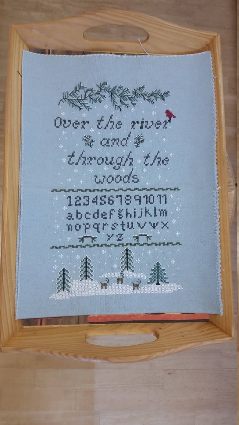 PDF, Over the River and through the Woods, Poem by Lydia Maria Child in 1844, Sampler pattern, Cross Stitch, Christmas, PDF, Deer and Snow image 8