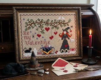 Valentine Witchy Cross Stitch Pattern (PDF)
