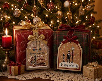 PDF Christmas tags, ornaments, pictures, Cross stitch patterns