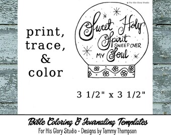 Sweet Holy Spirit - bible journaling, bible coloring, bible verse, printable, instant download, coloring page, handdrawn