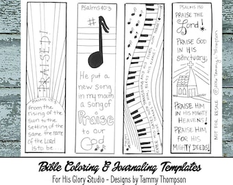 Praise & Worship #2 - dziennik biblijny, czarno-biały, PDF, 4 szkice, zakładki, kolorowanie, wersety biblijne, muzyka, piosenka