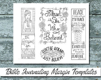 Do Not Be Afraid #9 - bible journaling, margin templates, black and white, sketches, bookmarks, coloring, journaling