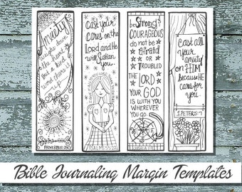 Anxiety & Fear #1 - bible journaling, black and white, PDF, sketches, bookmarks, coloring, bible verses, journaling