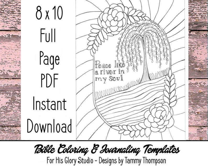 Peace Like A River Bible Journaling, Adult Coloring, Bible Verse, Full ...