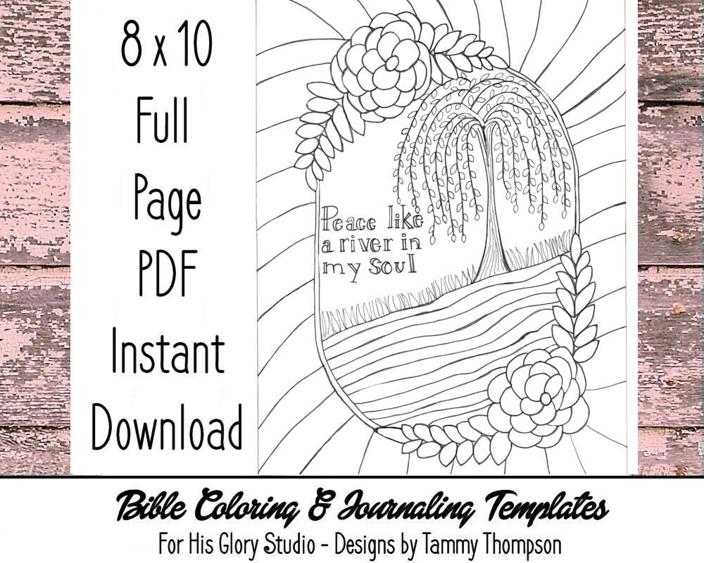 Peace Like A River Bible Journaling, Adult Coloring, Bible Verse, Full ...