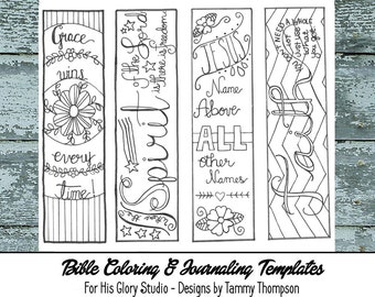 Grace Wins #15 - bible journaling, black and white, PDF, 3 printable sketches, bookmarks, coloring, bible verses