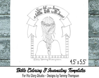 A Little Talk with Jesus - bible journaling, bible coloring, bible verse, printable, instant download, coloring page, handdrawn
