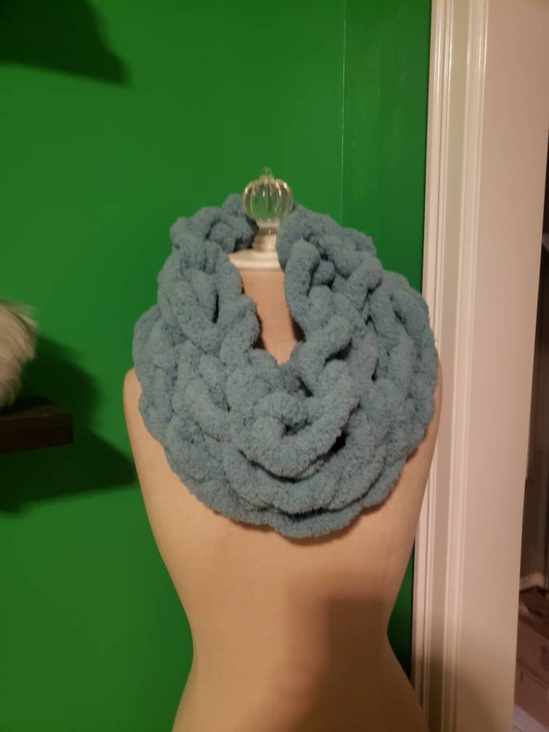 Large Blue Arm Knit Scarf - Etsy