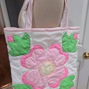 Quilted Tote Bag Made from Vintage Quilt