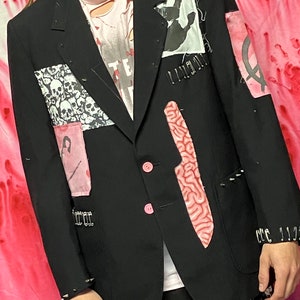 Twisted fairy merchandise revamped jacket +pants and handmade patches customised.