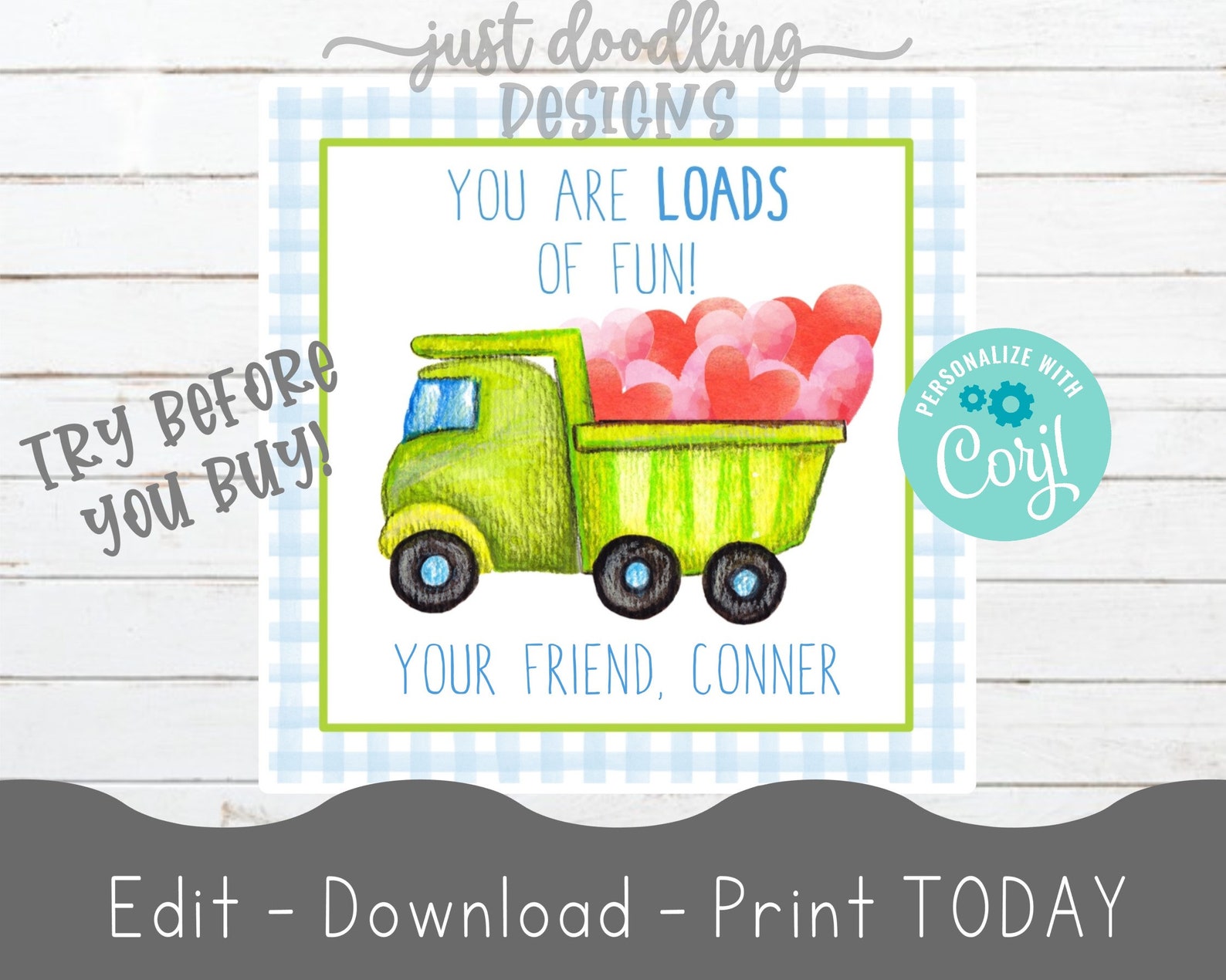 Printable Dump Truck Valentines, Construction Truck Valentines, Boy ...