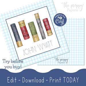 PRINTABLE Shotgun Shells Calling Card for Kids, Watercolor Enclosure Card, Hunting Gift Tag, Ammo Birthday Party Tag, Gift Insert Tag, Boy