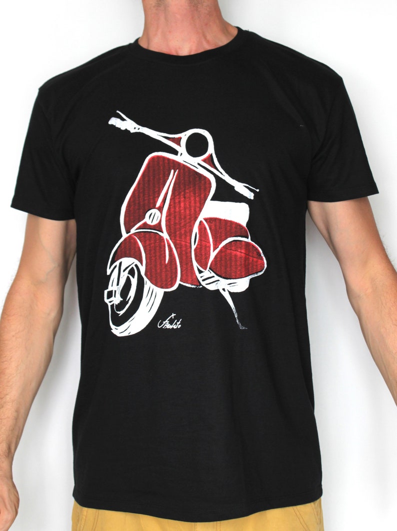 VESPA7 XL7558 cm Quality cotton t-shirt for men screen printed with breathable organic paint.