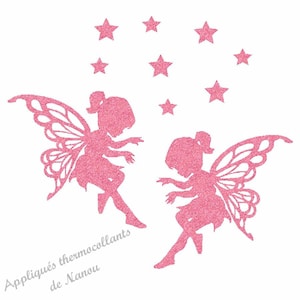 Fées et étoiles appliqué thermocollant patch flex pailleté image 3