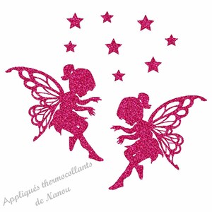 Fées et étoiles appliqué thermocollant patch flex pailleté image 2