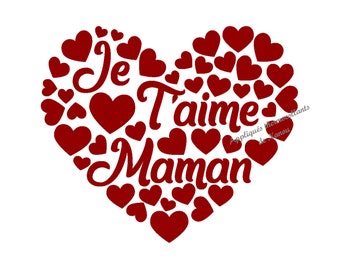 Appliqué thermocollant Je T'aime Maman cœur