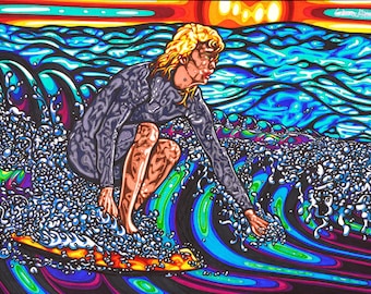 Surf's Up Art Print in Sharpie 18 x 24 by Vanessa Ross