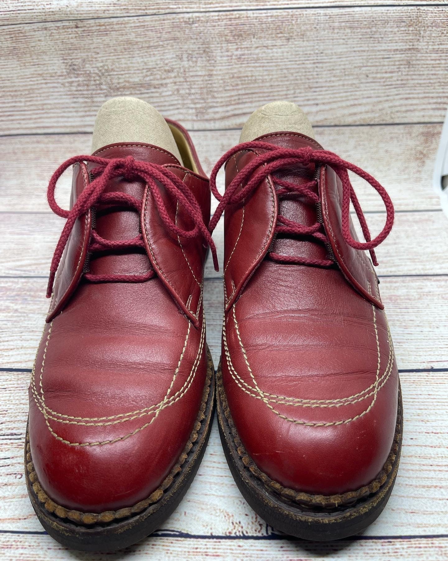 Paraboot Women's leather Derby Red Shoes Size UK 4.5 / Michael