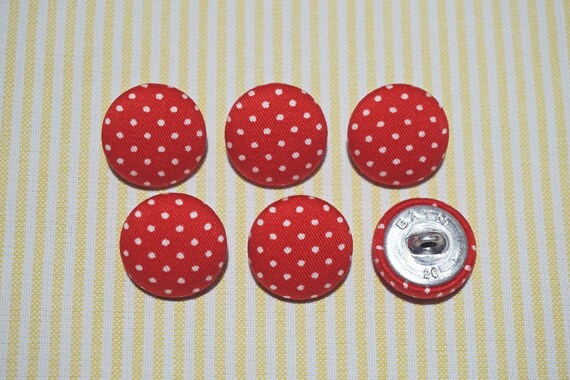6 Country Yellow Flower Fabric Covered Buttons 20mm