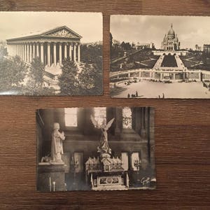 Carte postale vintage noir et blanc Paris France Antique avec Saint-Michel et Montmartre