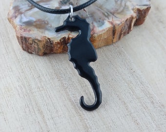 Pendant with enamel, seahorse pendant with chain