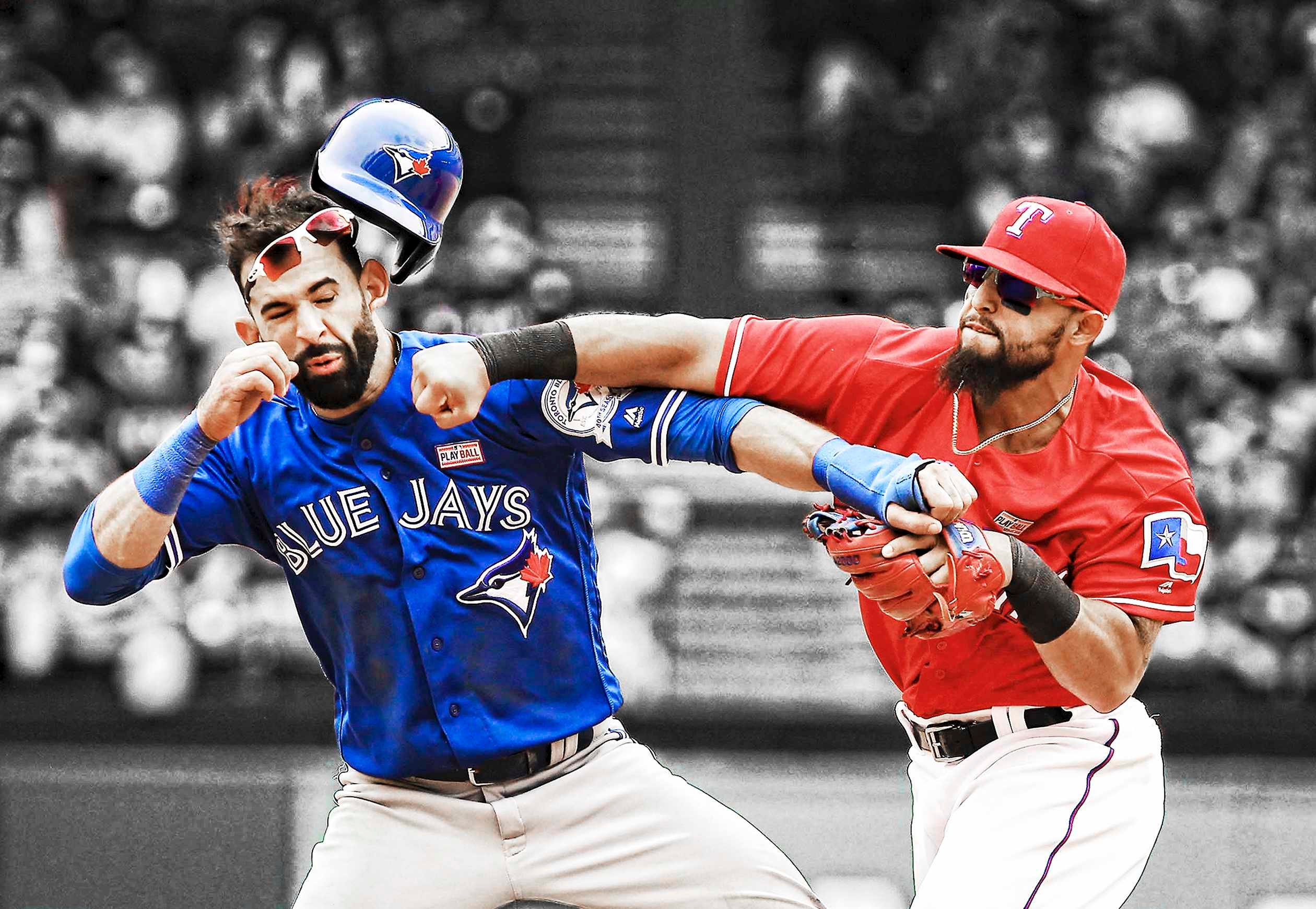 Jose Bautista Rougned Odor Punch Poster Canvas Print Framed 